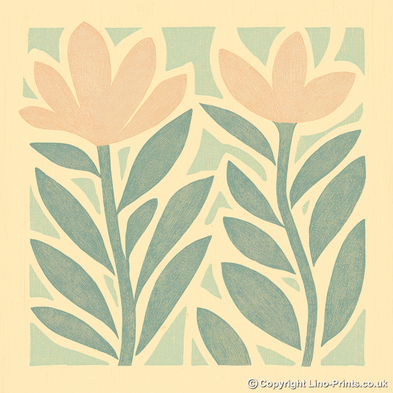 Abstract botanical textures Linoprint-Style Art (487-1)