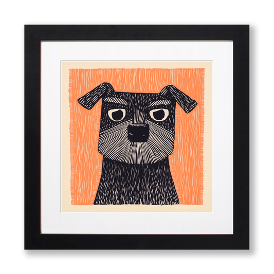 Border Terrier Linoprint-Style Art (1401-1)