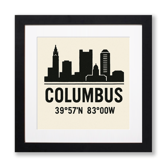 Place Coordinates Linoprint-Style Art (c261)