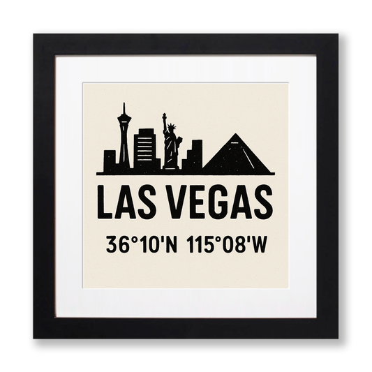 Place Coordinates Linoprint-Style Art (c327)