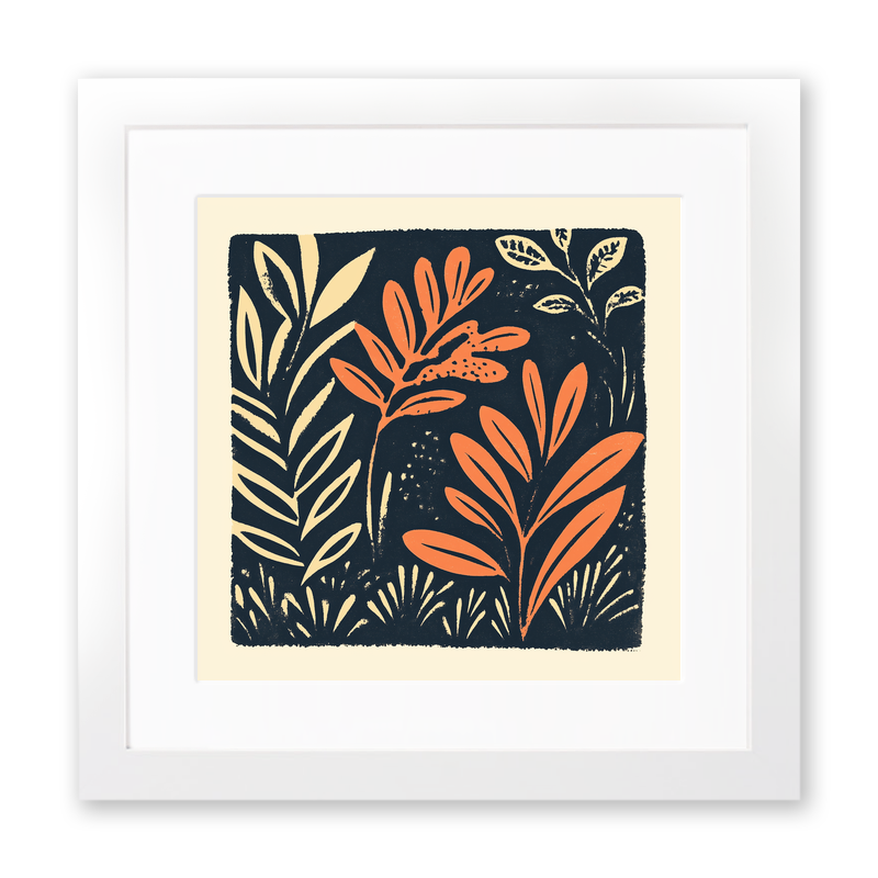 Abstract botanical textures Linoprint-Style Art (499-1)