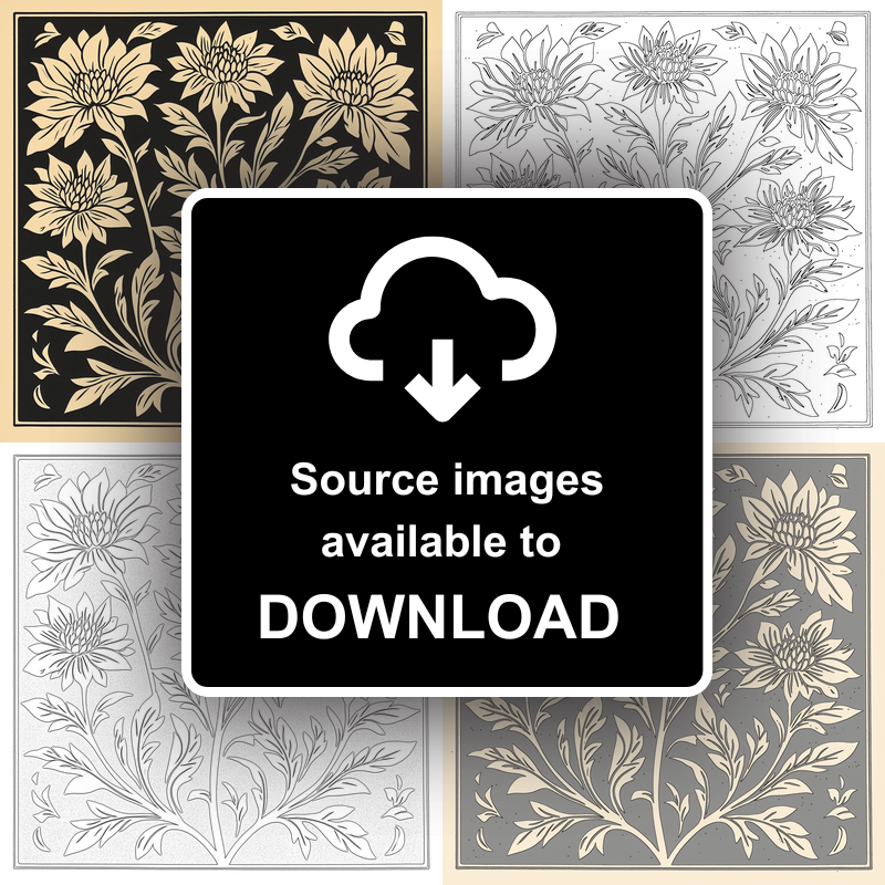 Bee Balm Linoprint-Style Art (1695-1)