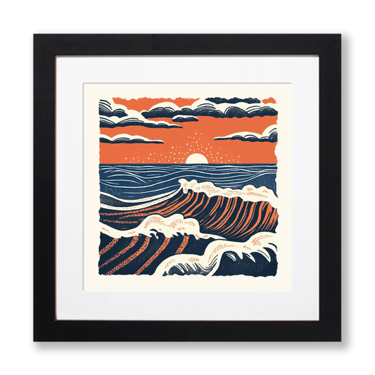 Holkham Beach, Norfolk Linoprint-Style Art (136-1)