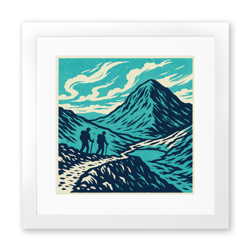 Mountains Linoprint-Style Art (c371)