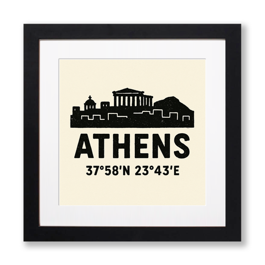 Place Coordinates Linoprint-Style Art (c301)