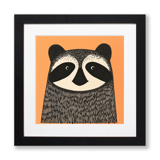 Cute Baby Badger Linoprint-Style Art (205-4)