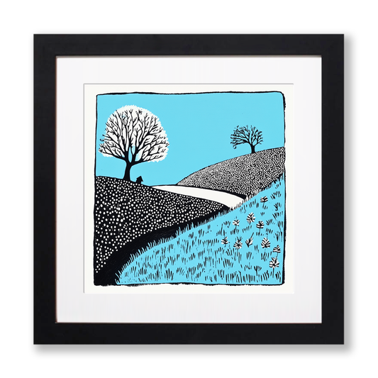 Minimalist landscape Linoprint-Style Art (695-1)