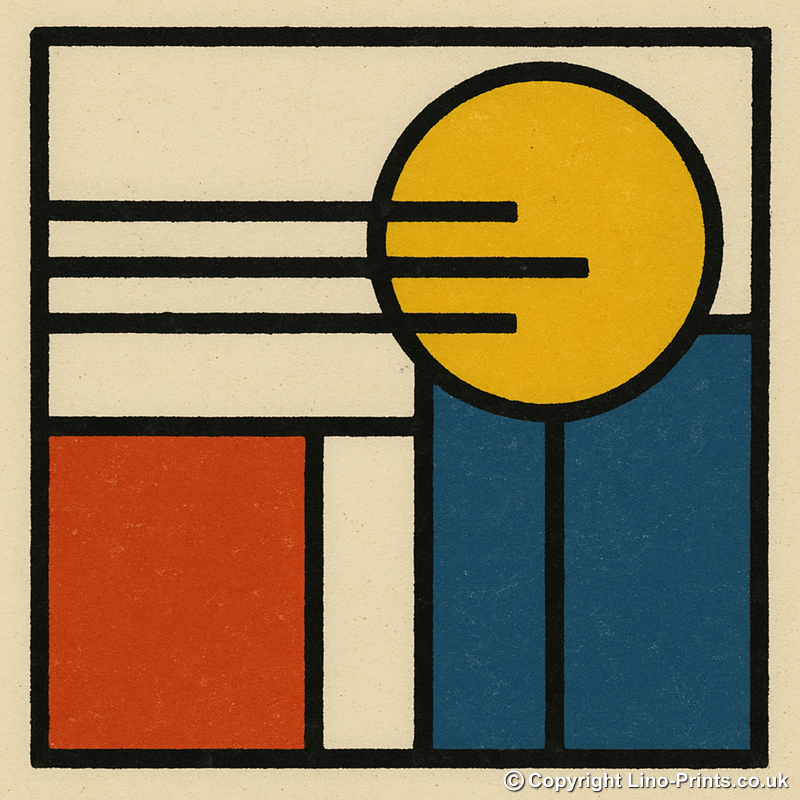 Bauhaus Design Linoprint-Style Art (c442)