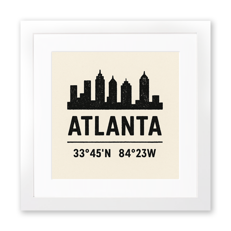 Place Coordinates Linoprint-Style Art (c315)