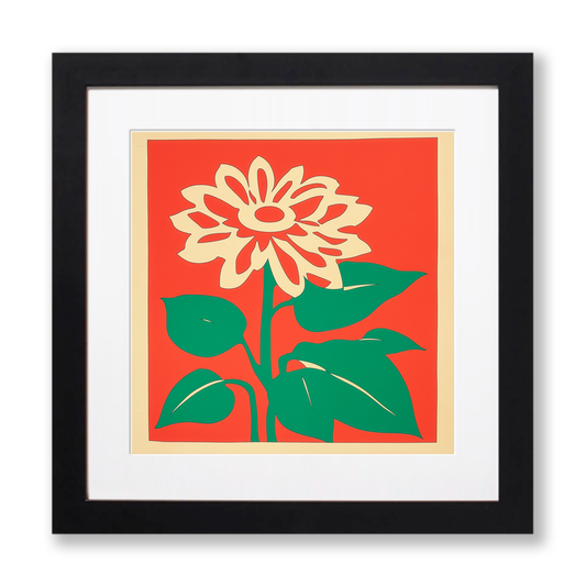 Tithonia (Mexican Sunflower) Linoprint-Style Art (1683-1)