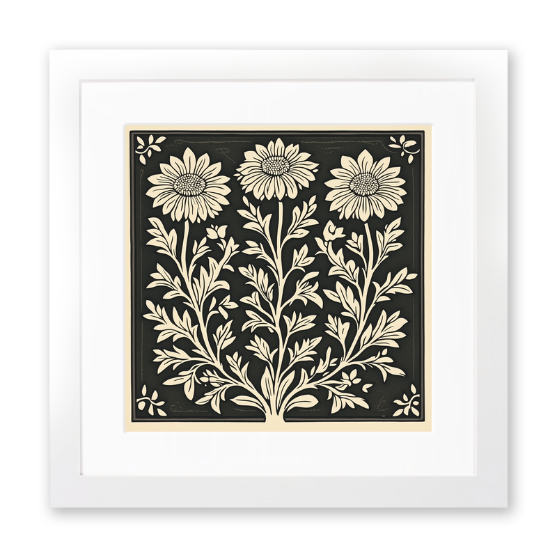 Aster Linoprint-Style Art (1694-1)