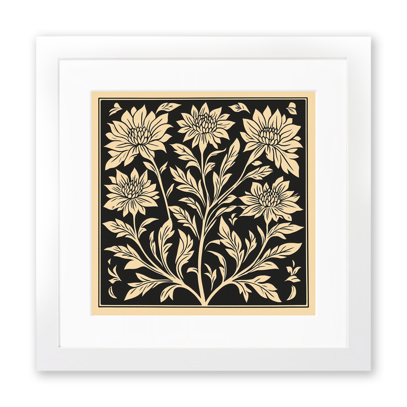 Bee Balm Linoprint-Style Art (1695-1)