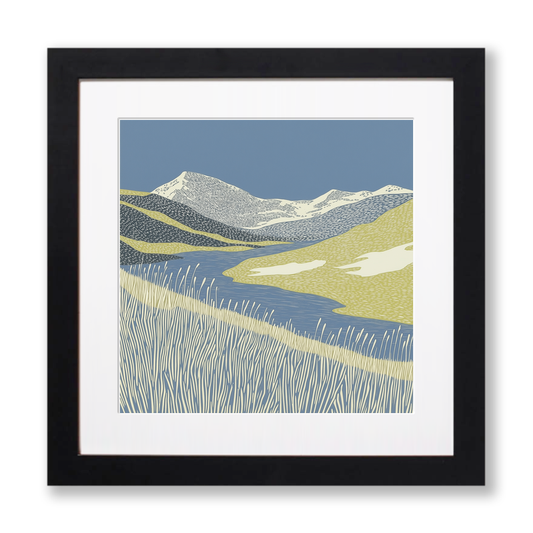 Angle Tarn Pikes view Linoprint-Style Art (2357-3)