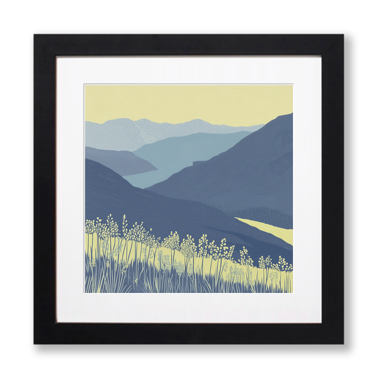Friar's Crag viewpoint in the Lake District Linoprint-Style Art (2430-3)