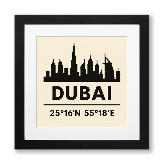 Place Coordinates Linoprint-Style Art (c344)