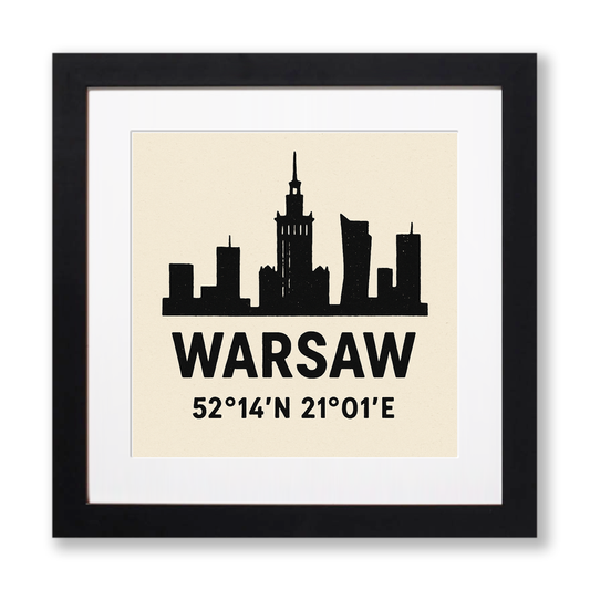 Place Coordinates Linoprint-Style Art (c306)