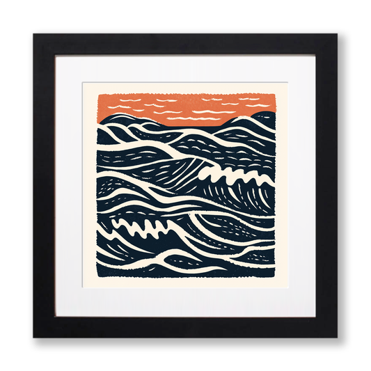 Sand patterns left by the tide Linoprint-Style Art (2025-1)