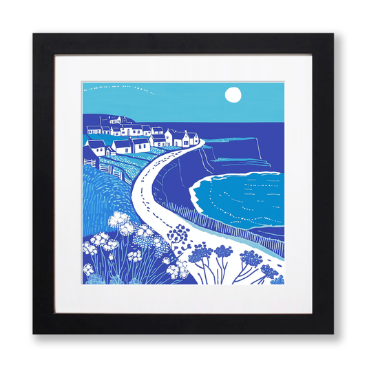 Saltburn-by-the-Sea, North Yorkshire Linoprint-Style Art (1105-2)
