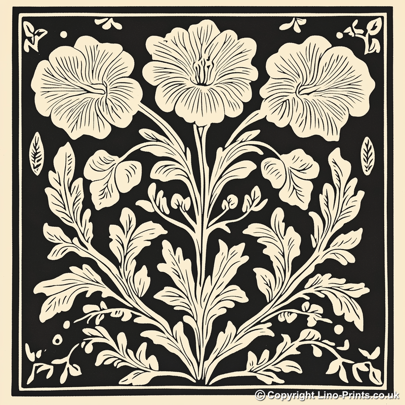 Sweet Pea Linoprint-Style Art (1747-1)