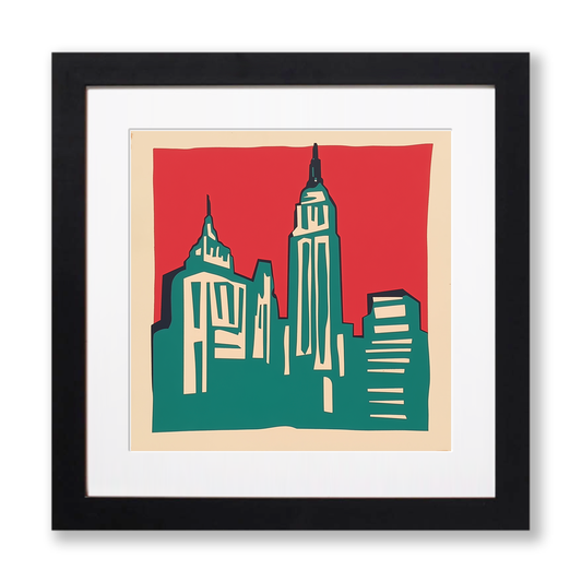 New York skyline Linoprint-Style Art (524-1)