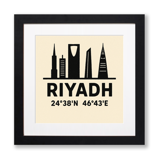 Place Coordinates Linoprint-Style Art (c285)