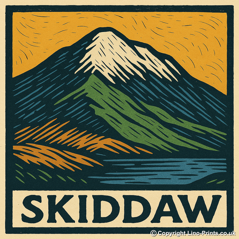 Mountains Linoprint-Style Art (c392)