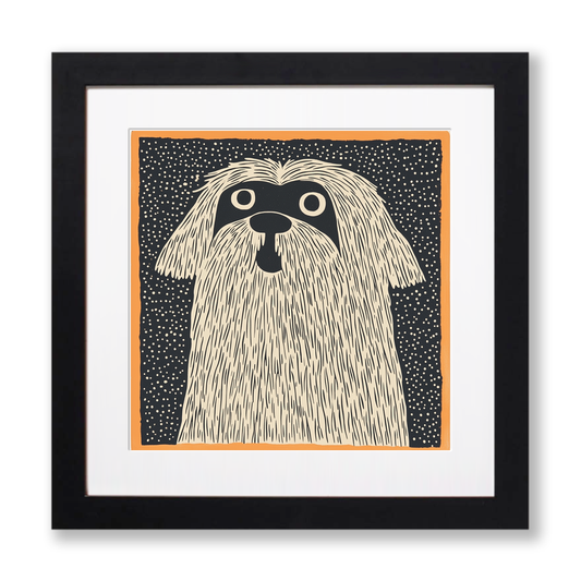 Lhasa Apso Linoprint-Style Art (1475-1)