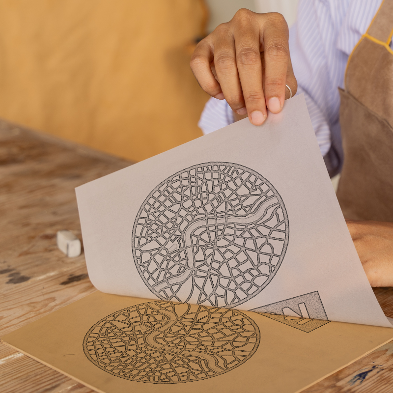Maps Linoprint-Style Art (c14)