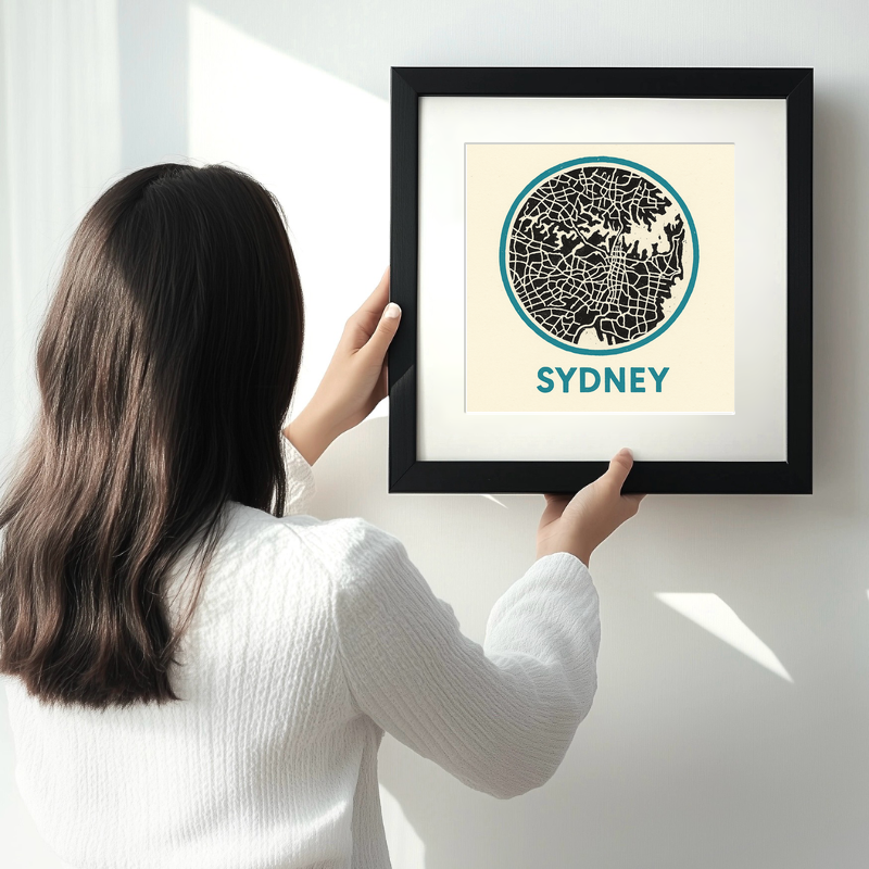 Maps Linoprint-Style Art (c45)