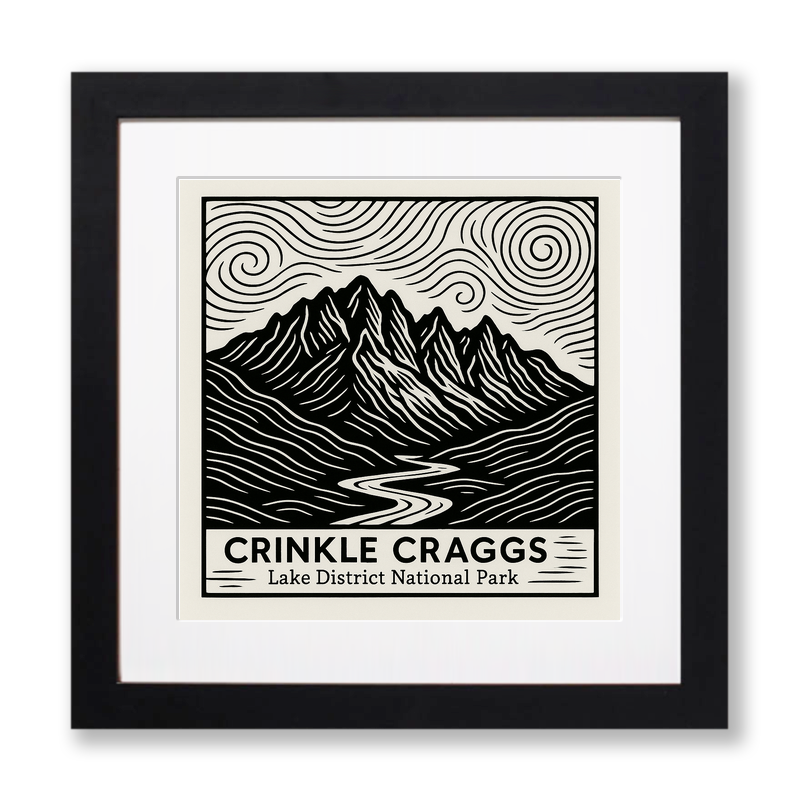 Mountains Linoprint-Style Art (c361)