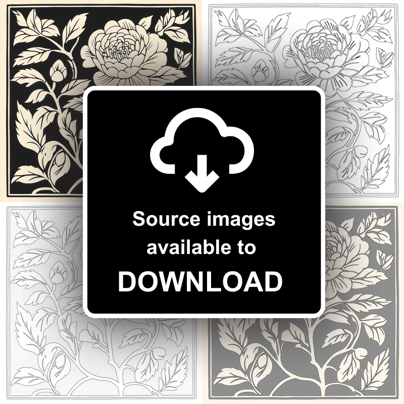 Camellia Linoprint-Style Art (1699-1)