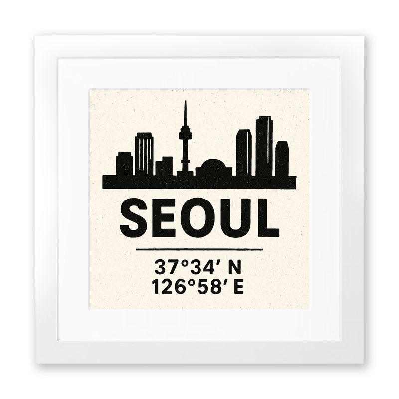 Place Coordinates Linoprint-Style Art (c326)