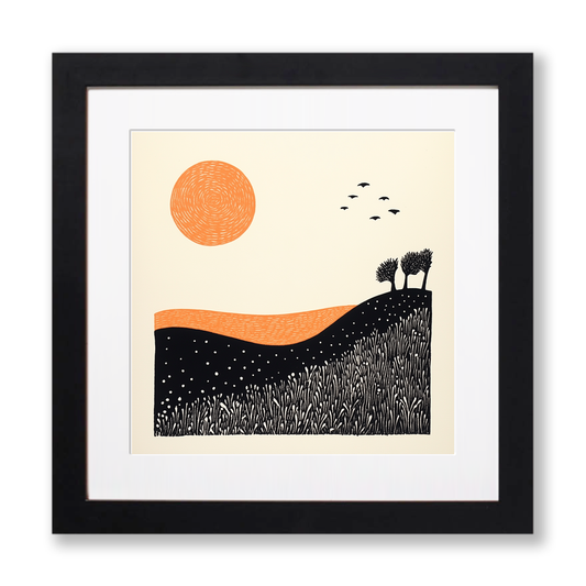 Saltburn-by-the-Sea, North Yorkshire Linoprint-Style Art (313-1)