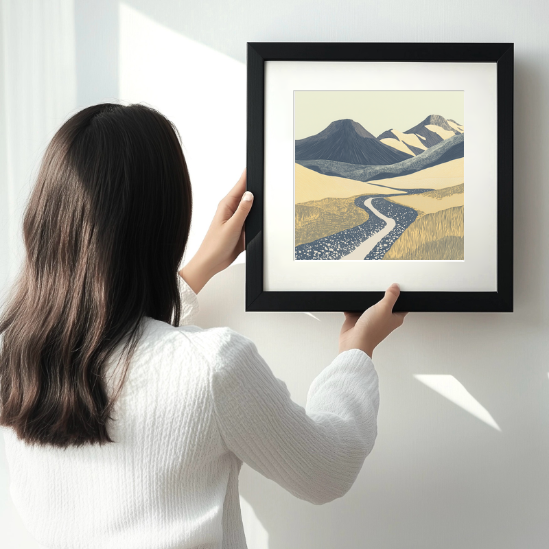Scafell in the Lake District Linoprint-Style Art (2532-8)