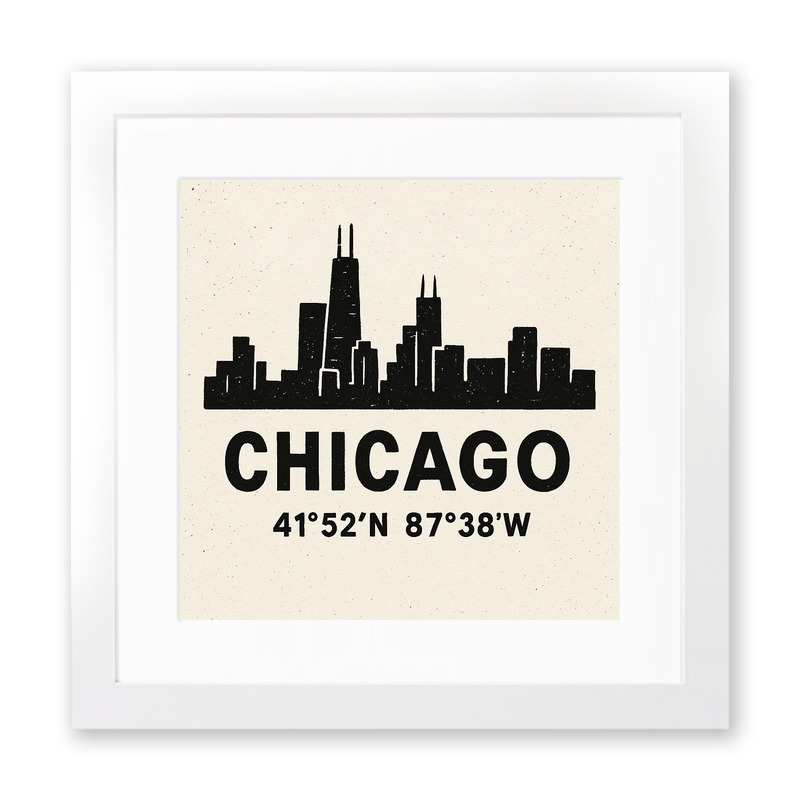 Place Coordinates Linoprint-Style Art (c342)