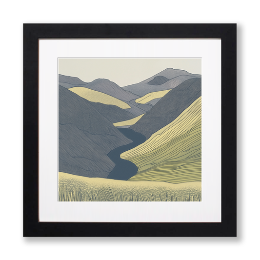 Place Fell in the Lake District Linoprint-Style Art (2506-3)