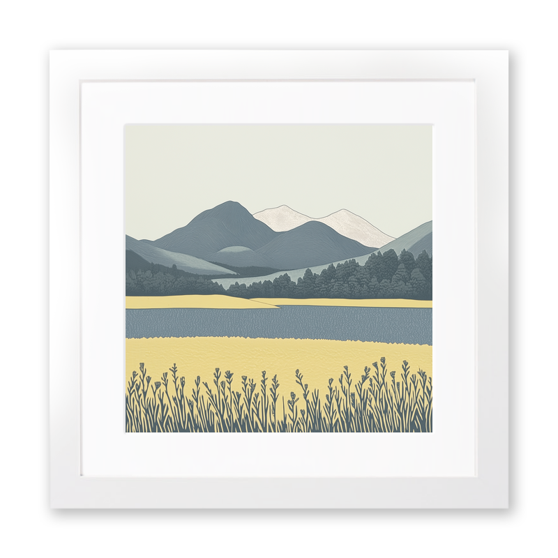 Skiddaw in the Lake District Linoprint-Style Art (2548-1)
