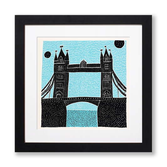 Tower Bridge, London Linoprint-Style Art (589-2)