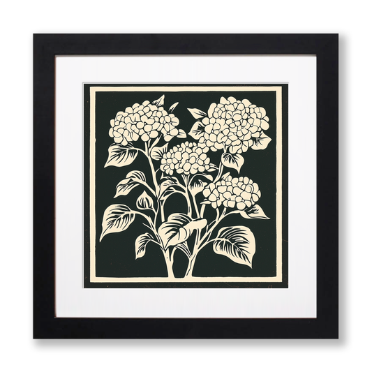 Hydrangea Linoprint-Style Art (1721-1)