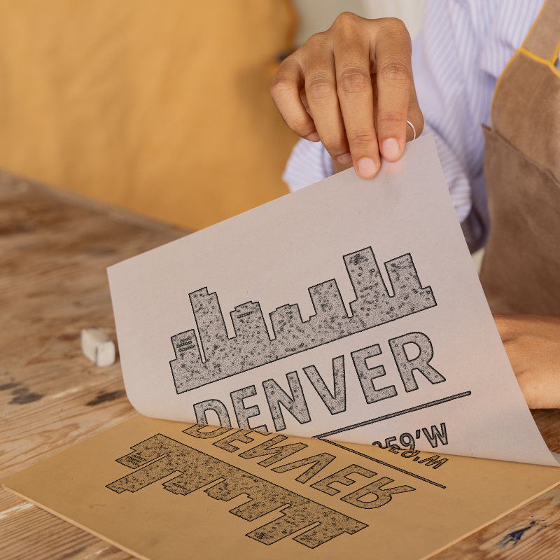Place Coordinates Linoprint-Style Art (c314)