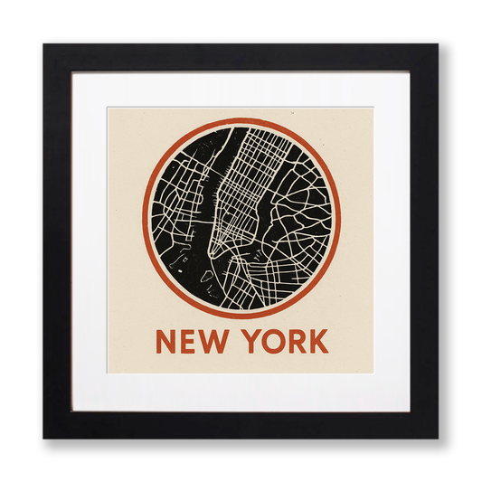 Maps Linoprint-Style Art (c42)