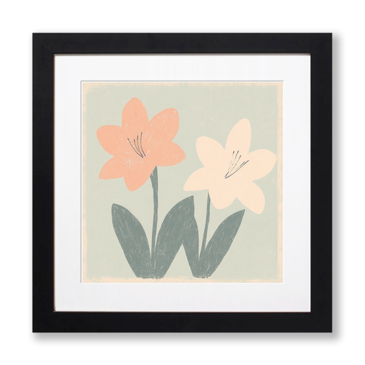 Amaryllis Linoprint-Style Art (1497-1)