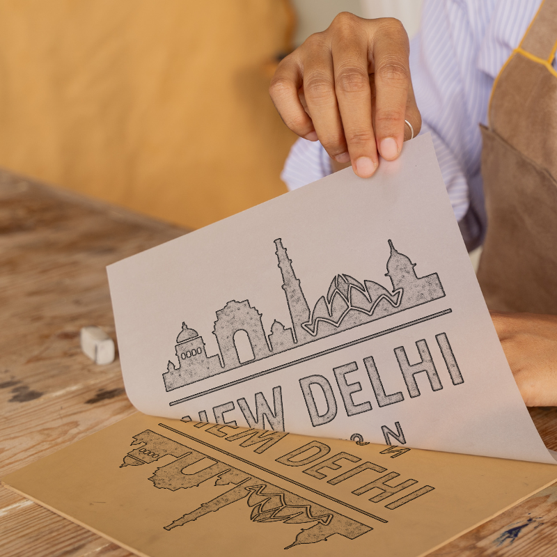 Place Coordinates Linoprint-Style Art (c278)