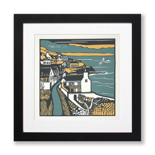 Robin Hood’s Bay, North Yorkshire Linoprint-Style Art (1382-2)