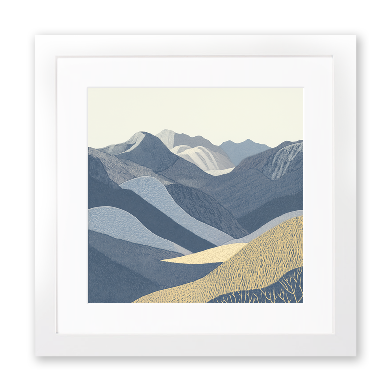 Crinkle Crags in the Lake District Linoprint-Style Art (2398-1)