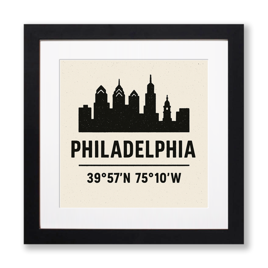 Place Coordinates Linoprint-Style Art (c320)