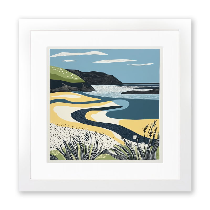 Sandwood Bay, Sutherland Linoprint-Style Art (1384-2)