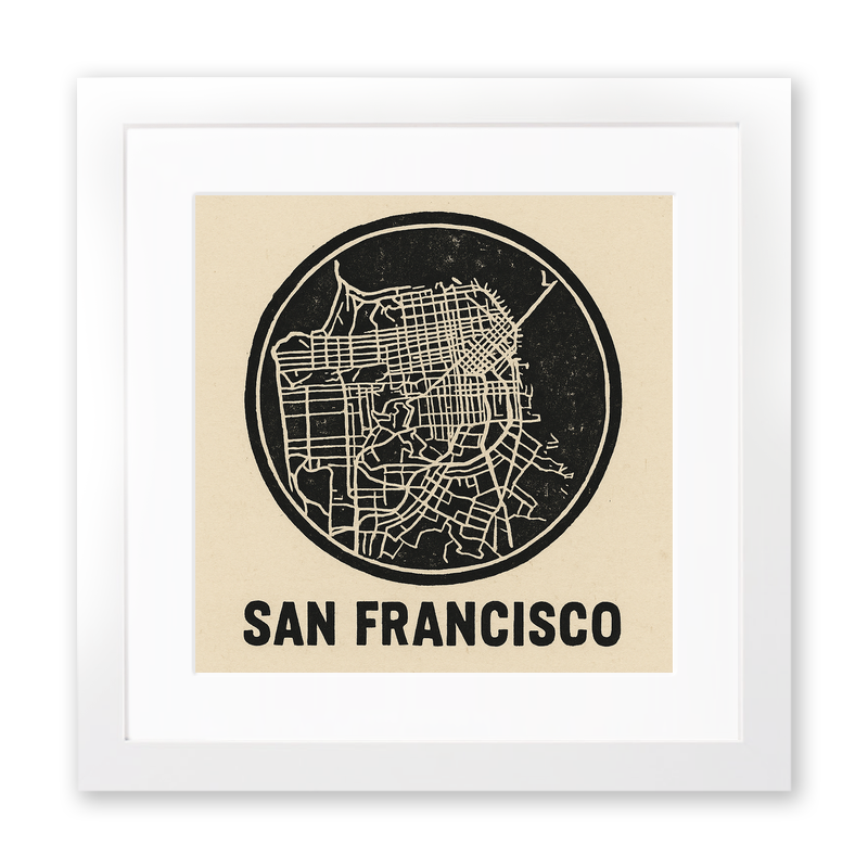 Maps Linoprint-Style Art (c28)