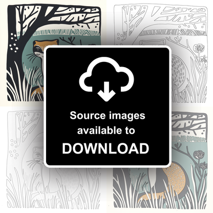 Cute Ferret   Linoprint-Style Art (1203-2)