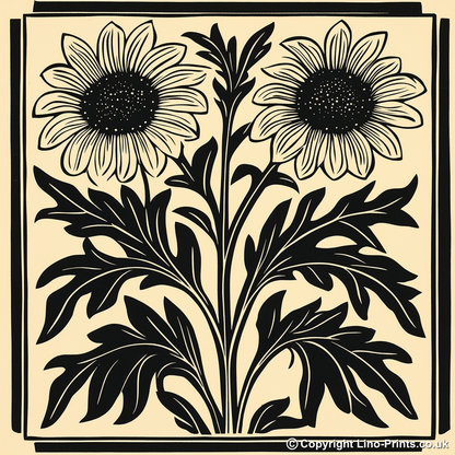 Rudbeckia (Black-eyed Susan) Linoprint-Style Art (1740-1)
